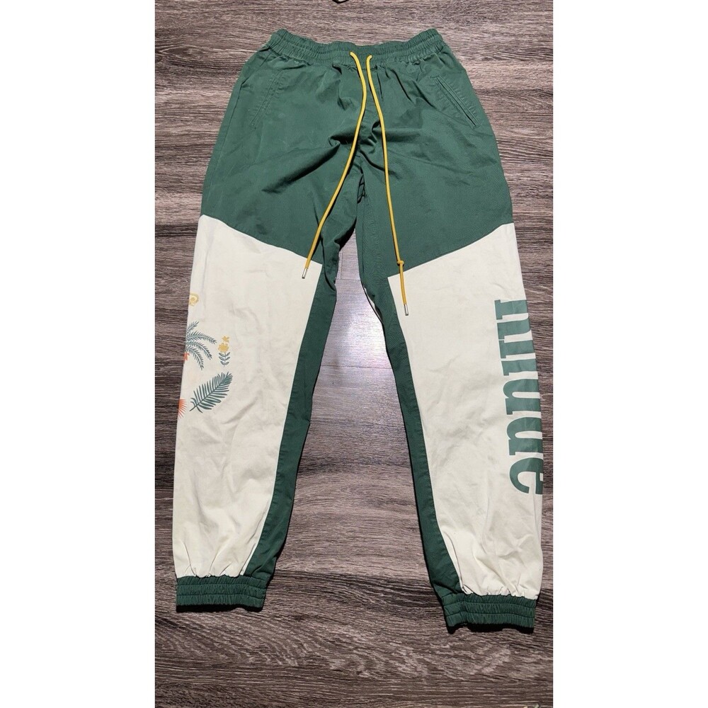Rhude Pants Mens Small Green Cotton Twill Graphic Logo Flight